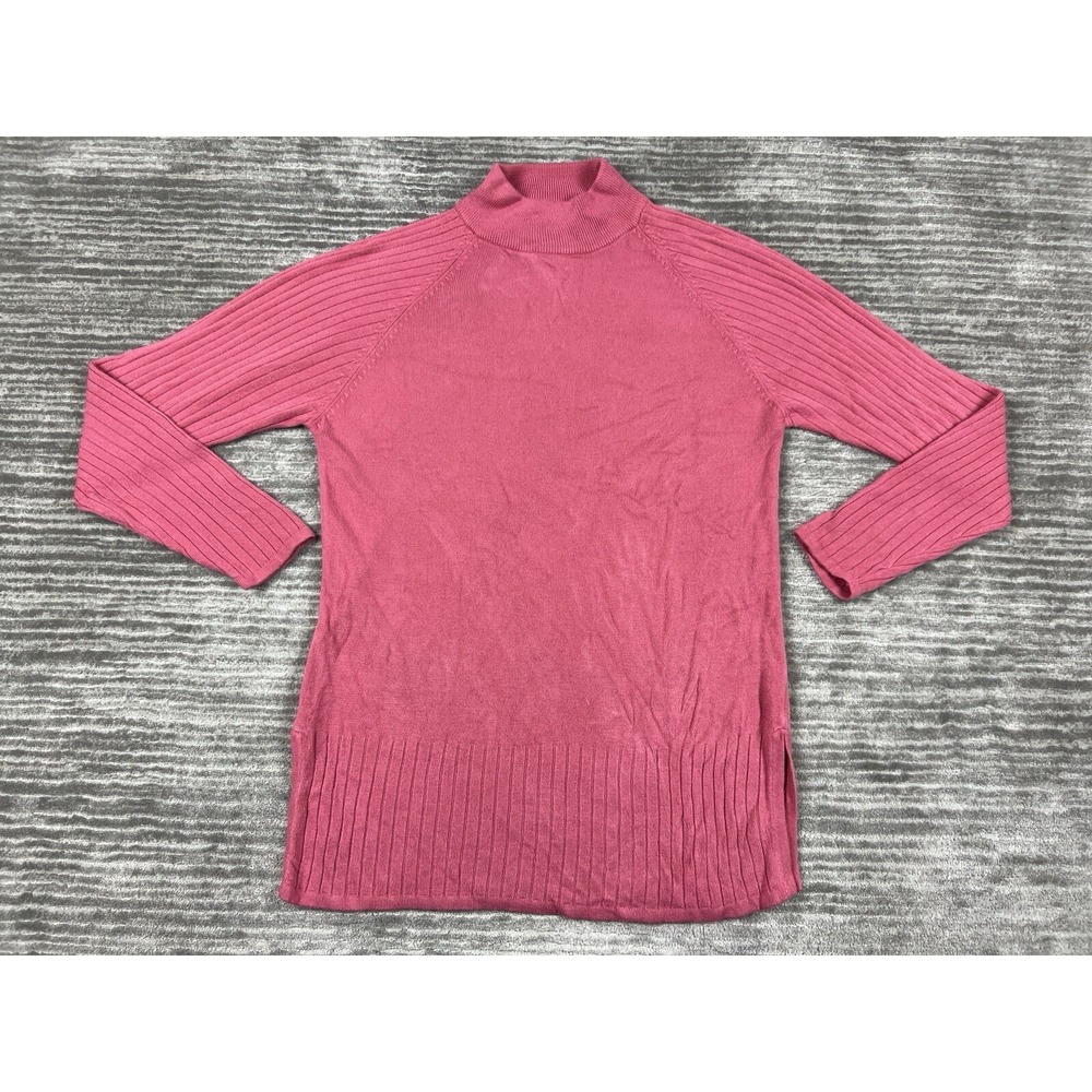 Vintage Bentley Sweater Womens Medium Pink‎ Long Sleeve Acrylic Mock Neck Tunic
